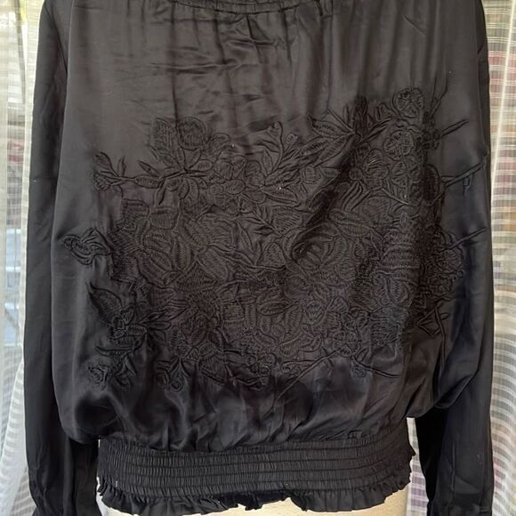 Lovestitch Briar Satin Embroidered Black Bomber Jacket Women’s Medium - Picture 8 of 10